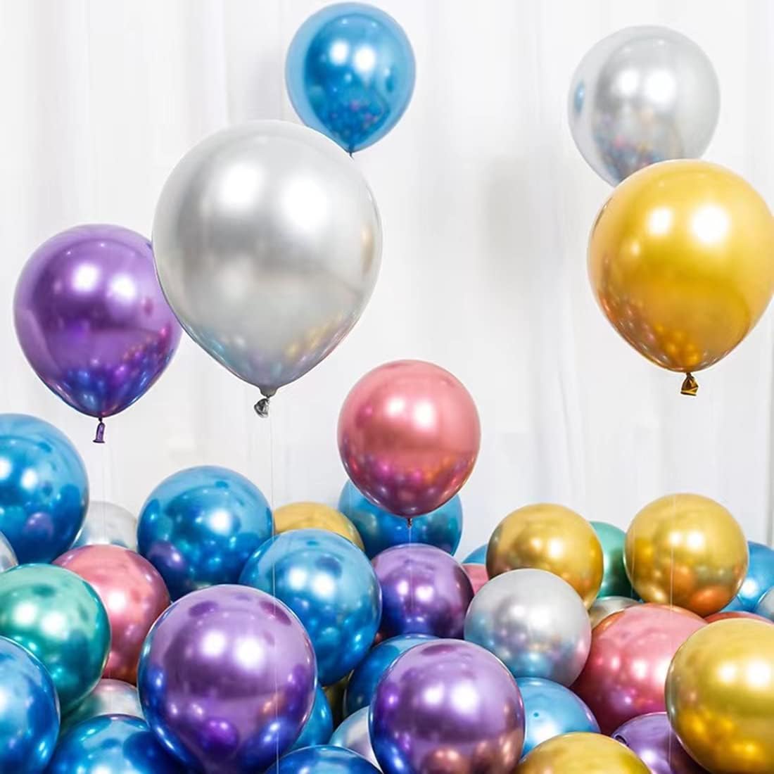 Blue Party Balloons 100pcs 12inch Chrome Metallic Blue Helium Balloons for Birthday Party Decoration and Arch Decoration Wedding Birthday Baby Shower Christmas Party