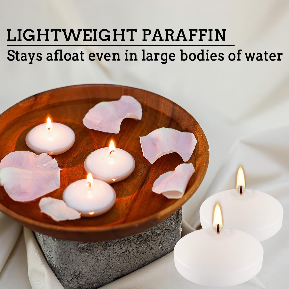White Floating Candles Set of 36, Unscented Candles for Weddings, Pool Party, Home Decor Holiday & Dinner Centerpieces (3 Inch)