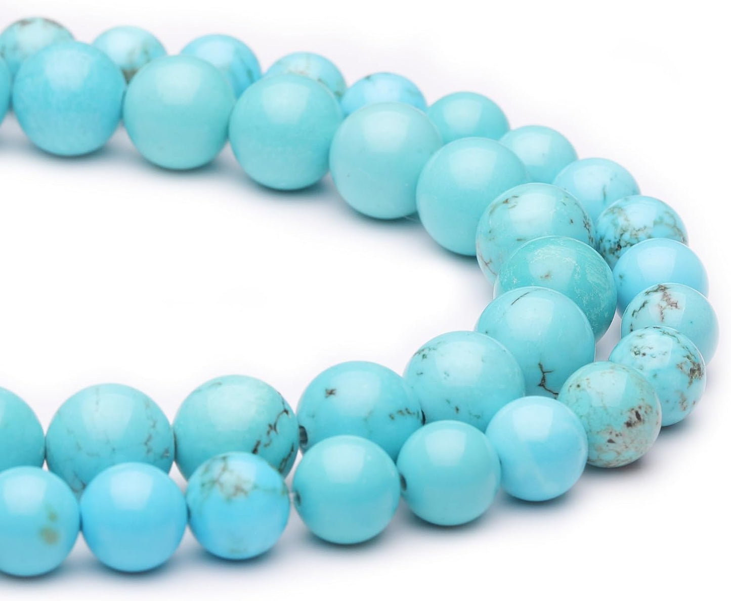 8mm Natural Stone Beads for Jewelry Making,Blue Turquoise Polished Smooth Round Gemstone Beads for Bracelet Necklace 16 Inch