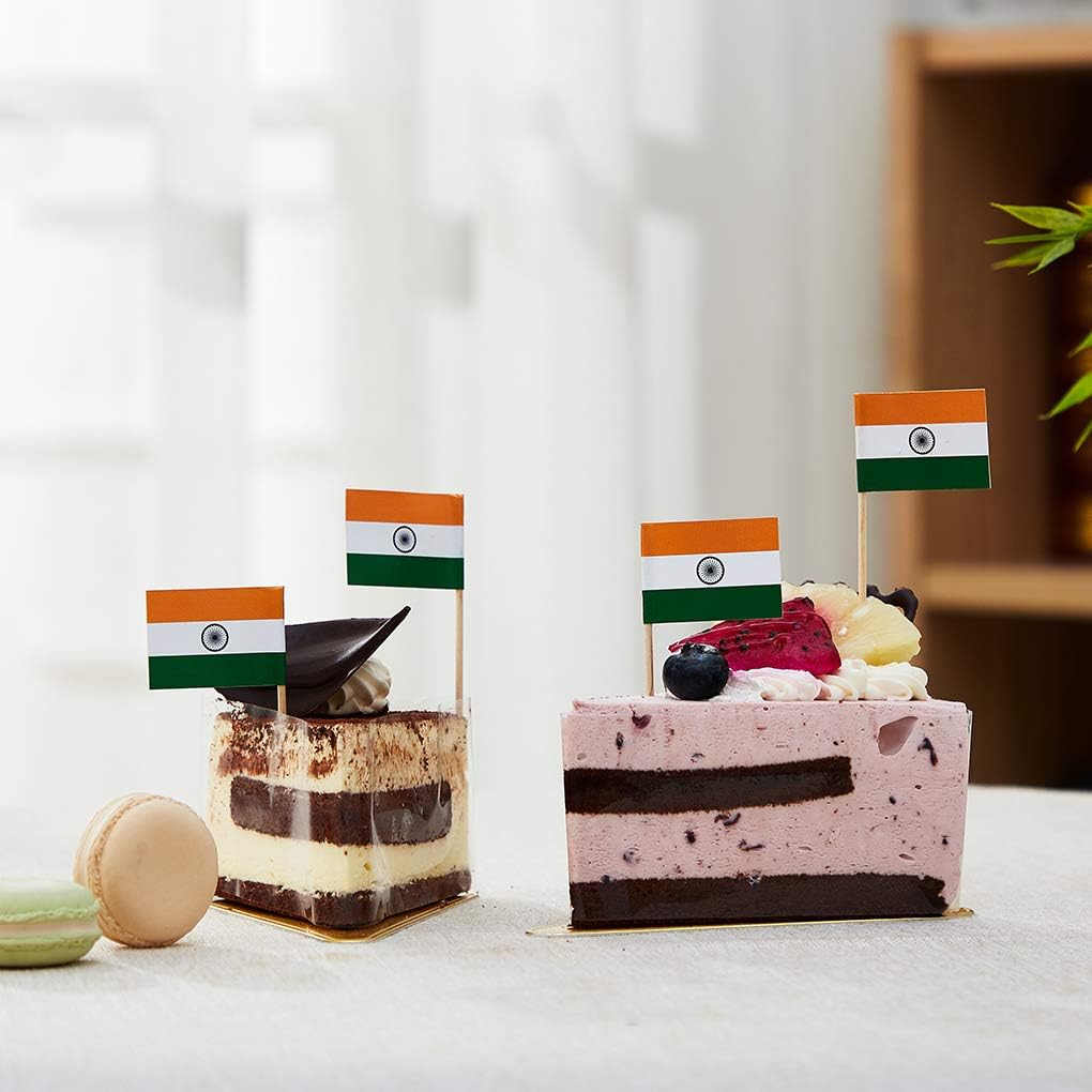 mflagperft India Flag Indian Flag, Small Mini India Toothpick Flags for Food, Cupcakes, Cocktails, Appetizers, Bar Party Decorations