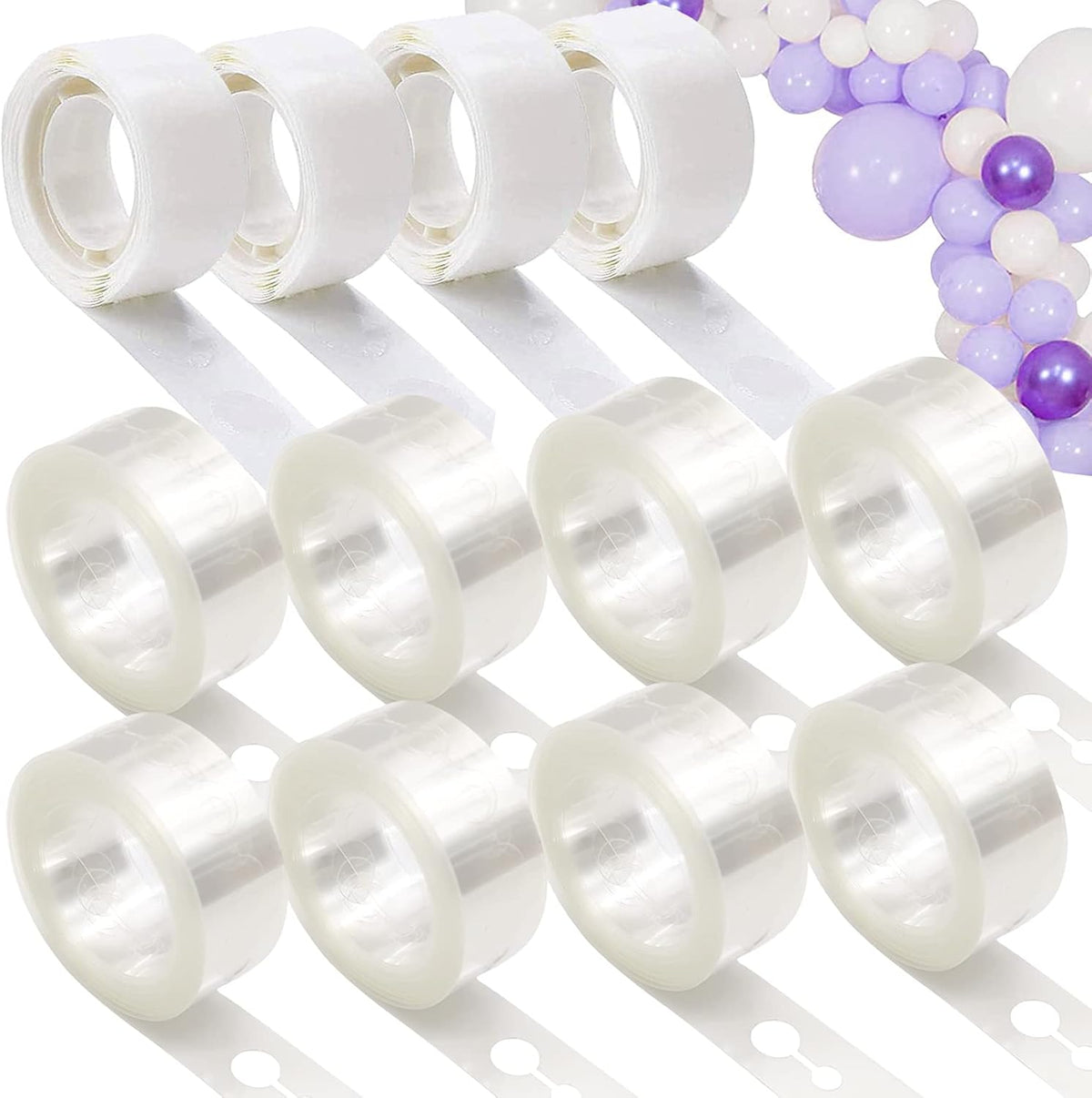 12 Rolls Balloon Arch Tape, 131.2 Feet Tape Strip with Holes, 400 Removable Dots for Party Decorations, Birthday, Wedding, Baby Shower, Christmas, Halloween, Thanksgiving