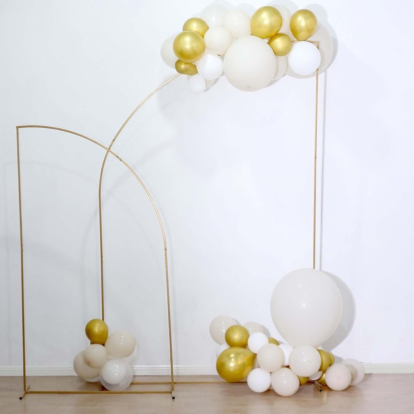 Tableclothsfactory 8ft Gold Metal Wedding Arch Chiara Backdrop Stand, Half Moon Floral Frame Arbor Display