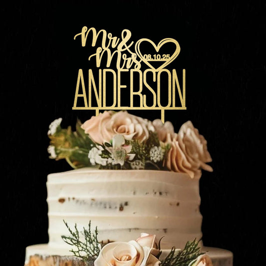 Wedding Cake Toppers/Wedding Cake Toppers Bride and Groom/Custom Cake Topper/Customizable Anniversary Mr and Mrs Cake Topper/Rustic cake topper/Date wedding Cake topper.Wood Cake topper