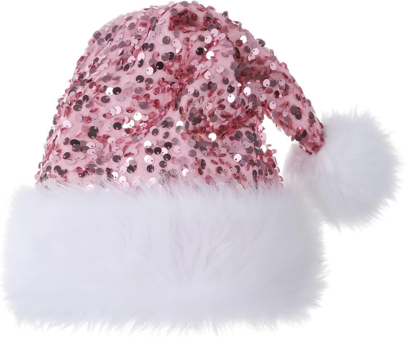 Personalized Sequin Santa Hat for Adults, Red Glitter Christmas Party Hat, Xmas Halloween New Year Holiday Headwear