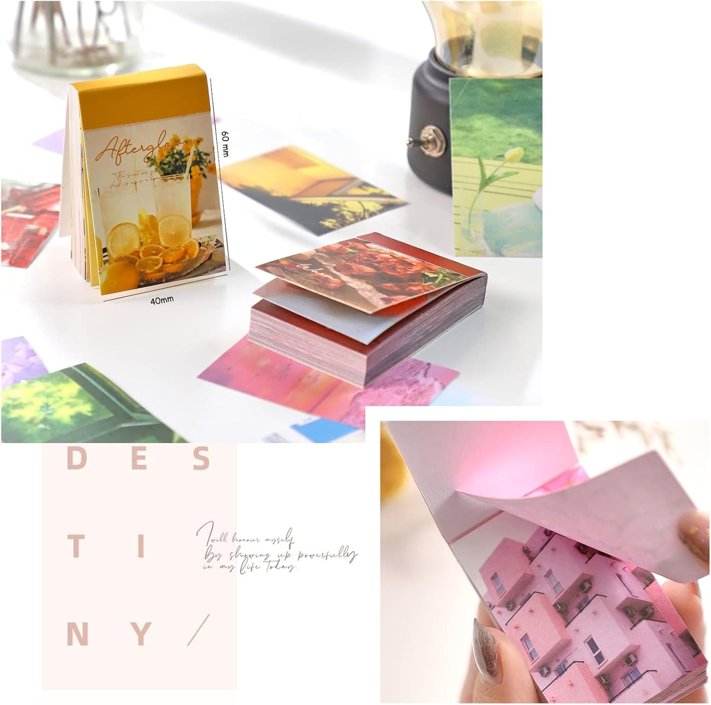6 Sets 300 Pcs Washi Stickers Set Cute Aesthetic Sticker Book for Journaling, DIY Decorative Paper Sticker Decals for Bullet Journal Art Scrapbooking Diary Card Craft Gift Album Notebook Stationery