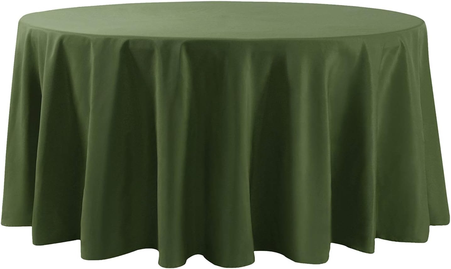 120 inch Round Tablecloth Washable Polyester Table Cloth Decorative Table Cover for Wedding Party Dining Banquet（120 inch,Willow）