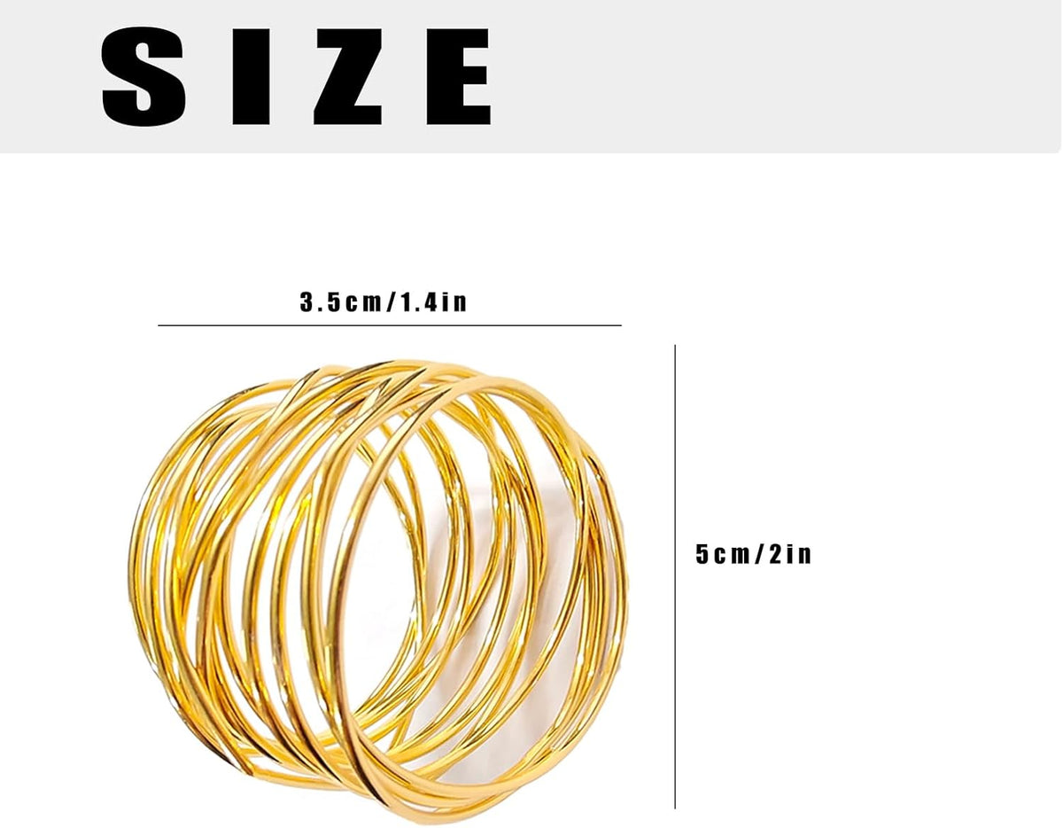 Gold Napkin Rings - 12 PCS Metal Napkin Rings(Twisted Wire) Napkin Holders Buckles for Family Dinner, Wedding, Party,Table Decorations
