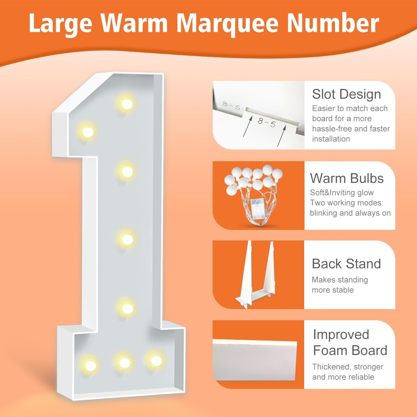 3FT Marquee Numbers 13, Large Light Up Numbers 13th Birthday Decorations for Girls Boys, Cardboard Numbers for Women Men Anniversary Party Decor Backdrop, DIY Foam Board Mosaic Number Sign