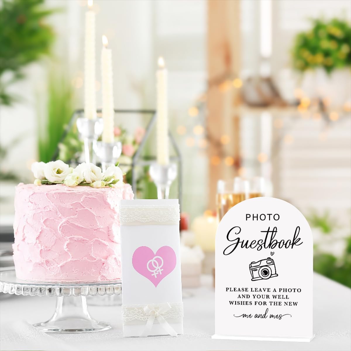 Acrylic Wedding Sign Photo Guestbook Sign for Wedding Wedding Signs for Ceremony Modern Calligraphy Arch Acrylic Table Top Sign for Wedding Reception and Event Party Table(white）