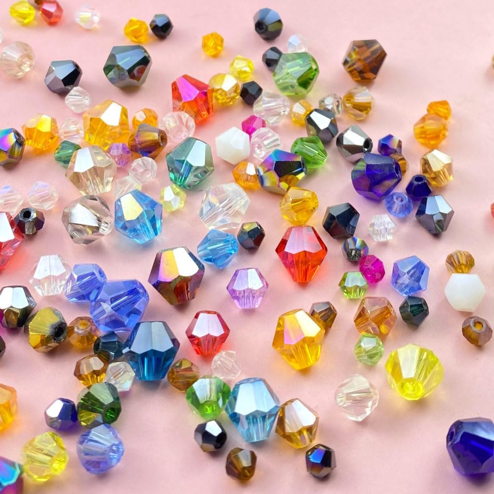 100pcs 8mm Bicone Crystal Glass Beads Loose Spacer Beads Faceted Craft Beads for Jewelry Making DIY Necklace Bracelet Earring Wind Chimes Suncatchers Ornamen(Light Blue AB)