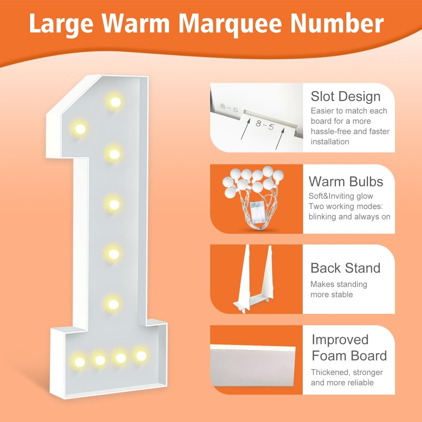 4FT Marquee Numbers 30, Large Light Up Numbers 30th Birthday Decorations for Her Him, Cardboard Number for Women Men Anniversary Party Decor Backdrop, DIY Foam Board Mosaic Number Sign