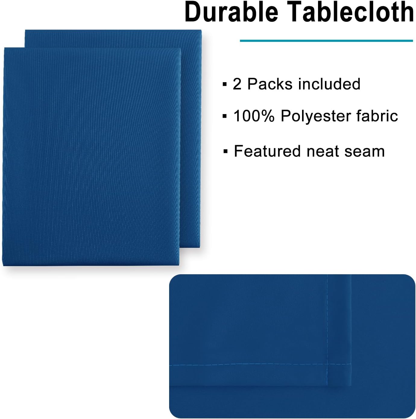 Hiasan 2 Pieces Royal Blue Tablecloth Square - Waterproof and Washable Fabric Table Cloth for Card Tables, 40 x 40 Inch