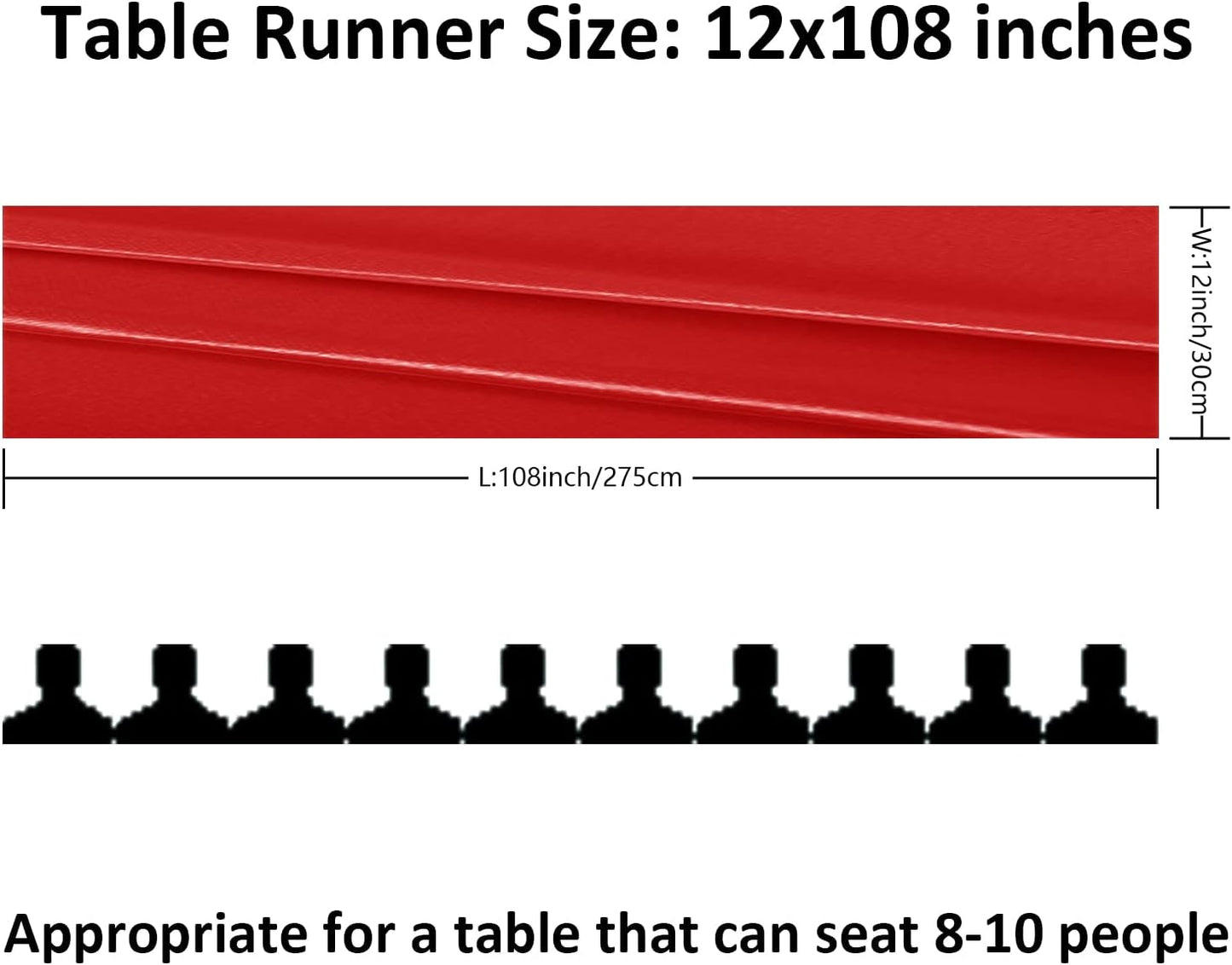 12Pack Table Runner 12 x 108 Inches Satin Silk Table Runner for Wedding, Birthday Party, Banquets, Graduations Decoration, fit Rectange and Round Table-Scarlet