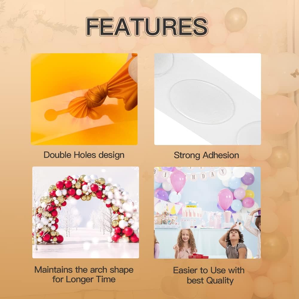 Arch Kit 98.5ft Tape & 600pcs Glue Point for Balloon Decorating Strip Kit - Party Graduation Wedding Birthday Baby Shower Decor