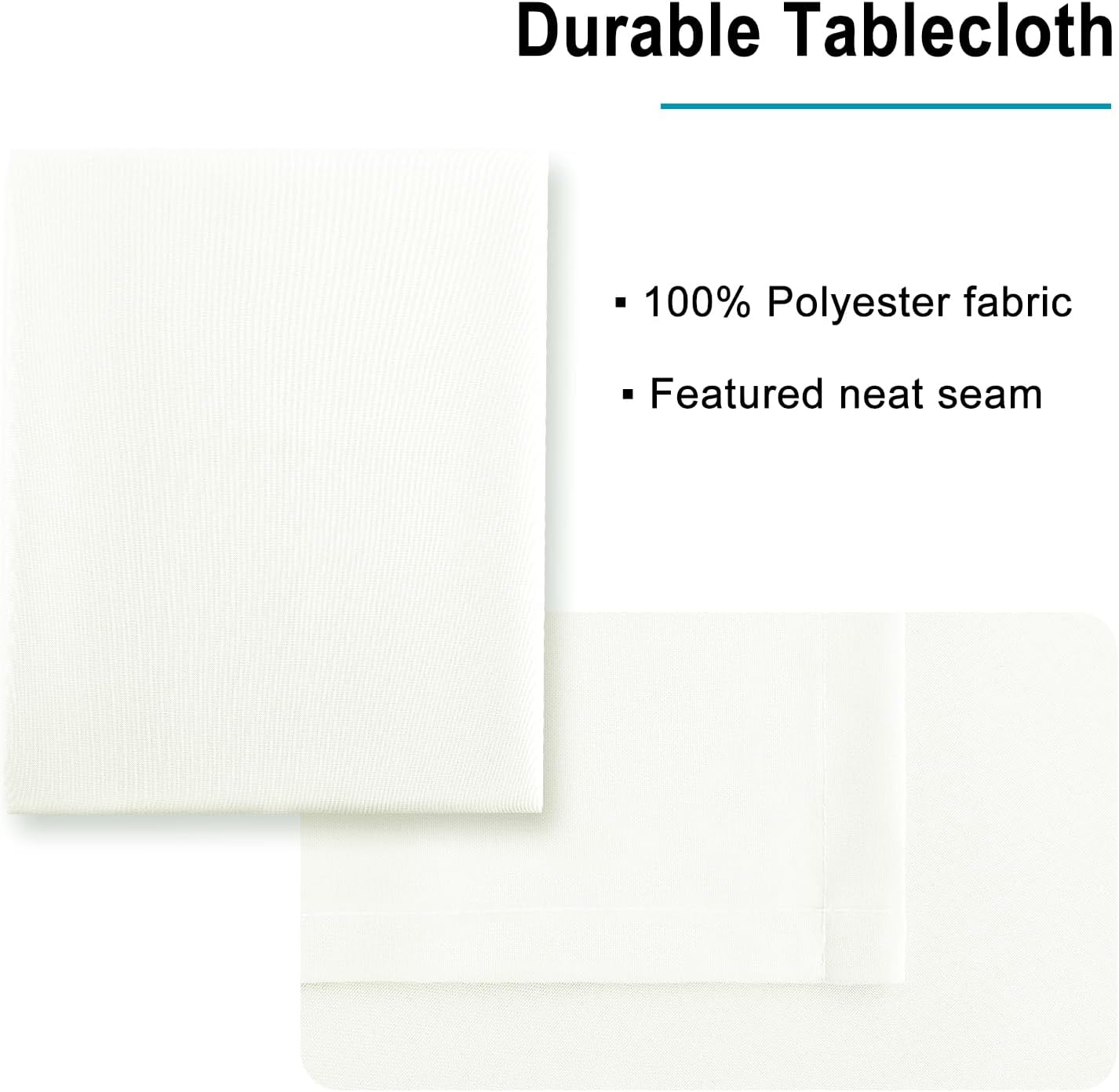 Hiasan Small Tablecloth for Square Tables - Waterproof and Spillproof Washable Fabric Table Cloth for Dining Room Kitchen Party (Ivory, 40 x 40 Inch)