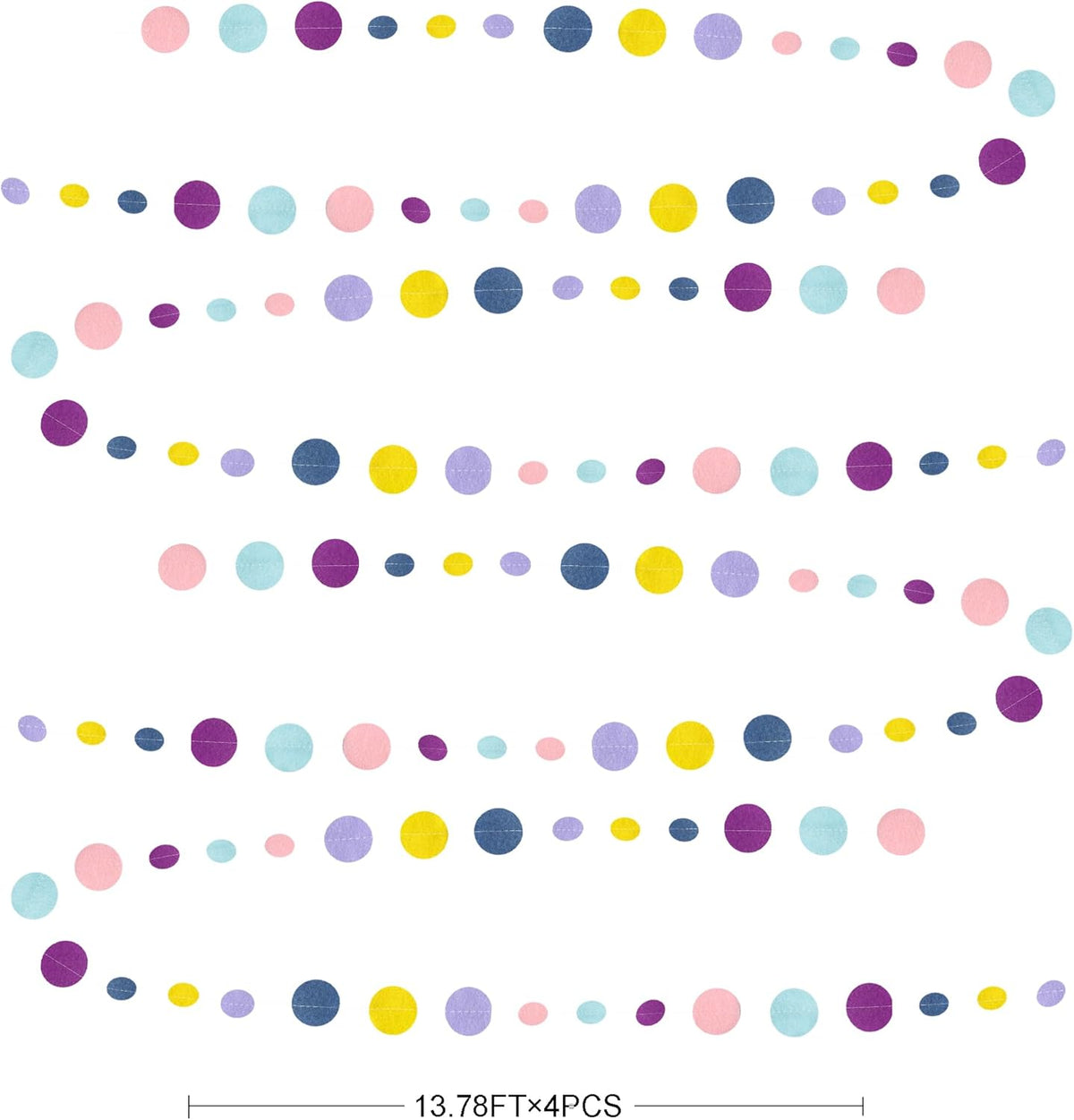 Oh Happy Day Decorations Navy Blue Yellow Purple Pink Boho Felt Circle Dot Garland Hanging Polka Dot Streamer for Classrooms Preschool Everyone is Welcome Homeschool Nursery Birthday Baby Shower Decor