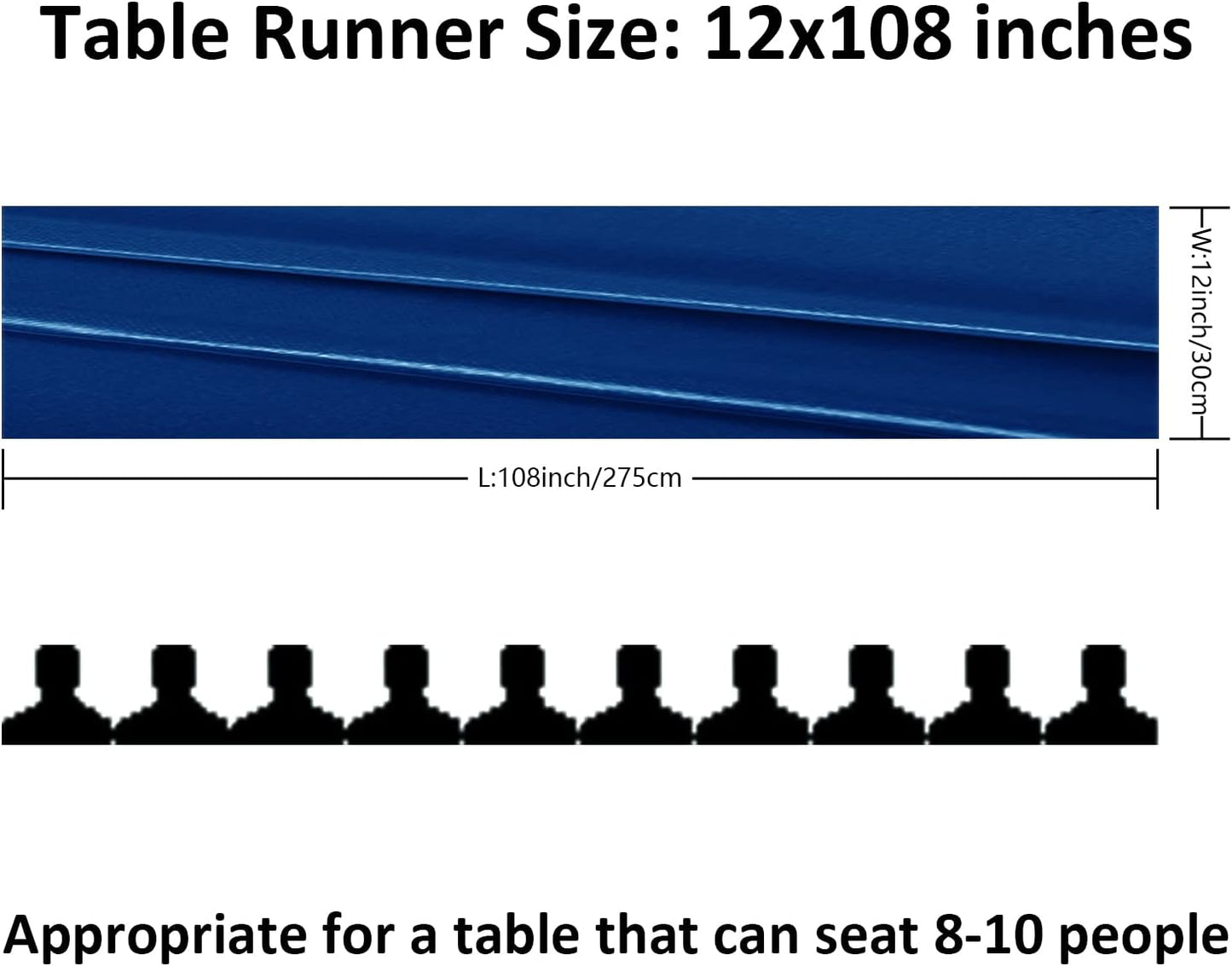 12Pack Table Runner 12 x 108 Inches Satin Silk Table Runner for Wedding, Birthday Party, Banquets, Graduations Decoration, fit Rectange and Round Table-Royal Blue