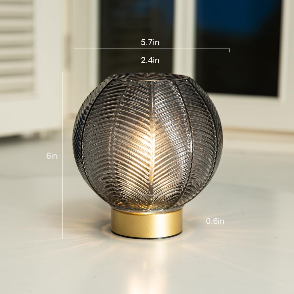 Battery Operated Lamp with Timer, Table Lamp Battery Powered, Small Cordless Bedside Lamp for Living Room Battery Lamp for Bedroom Kitchen Bath Room-Grey