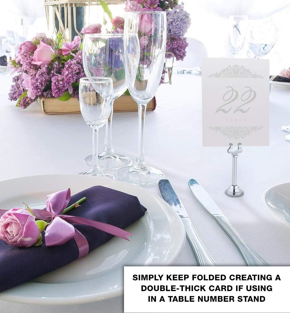 Paisley Wedding Table Numbers (Select Color/Quantity), Champagne, Silver, 1-90, Double Sided, Tent or Use in a Stand, Great for Parties & Restaurants - Made in the USA