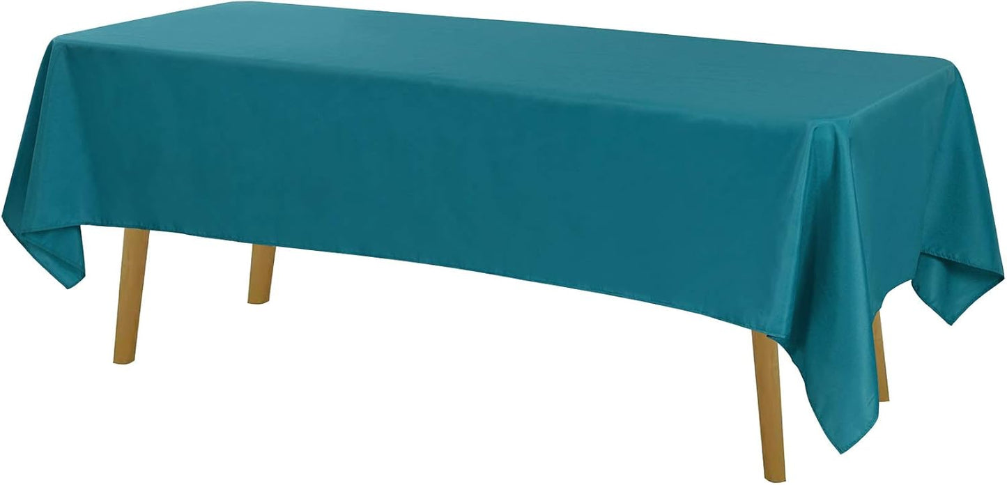 Rectangle Tablecloth 60x120 inch Washable Polyester Fabric Table Cloth for Wedding Party Dining Banquet Decoration（60x120, Teal）