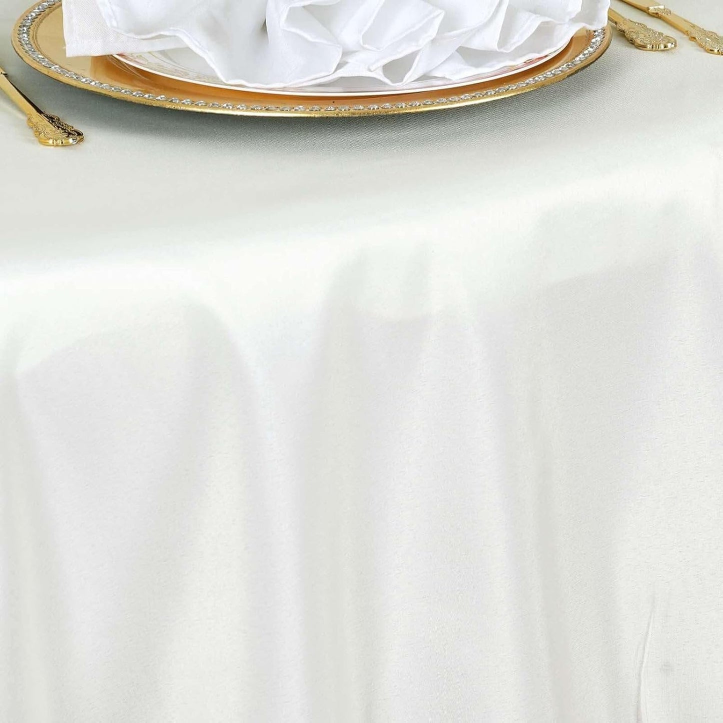 Efavormart Round Tablecloth, 90 Inch Stain & Wrinkle Resistant Washable Table Cloth, Decorative Polyester Fabric Table Cover for Banquet, Wedding, Dining- Ivory