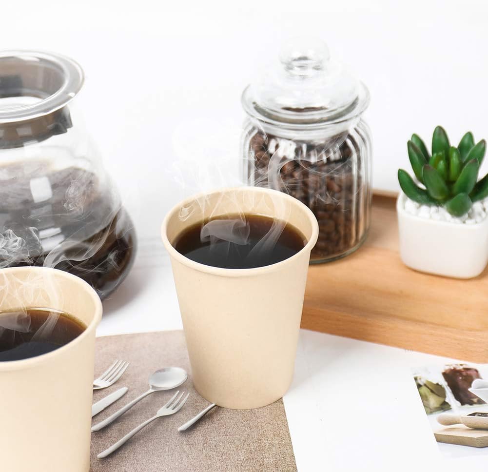 Disposable Coffee Cups Paper Cups Coffee Cups, Brown Hot Cups 120 Count 10 oz Water cups