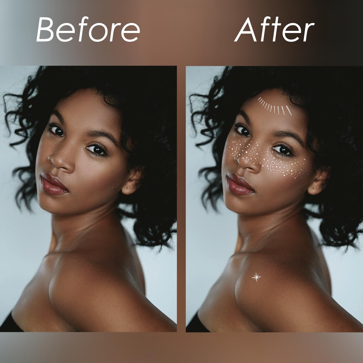 Glitter Freckles, 24PCS Glitter Freckles Face Tattoo, Sparkle Freckles for Women, Waterproof Gold Temporary Face Tattoos Glitter Glow Up Patches Makeup Patches (Silver)