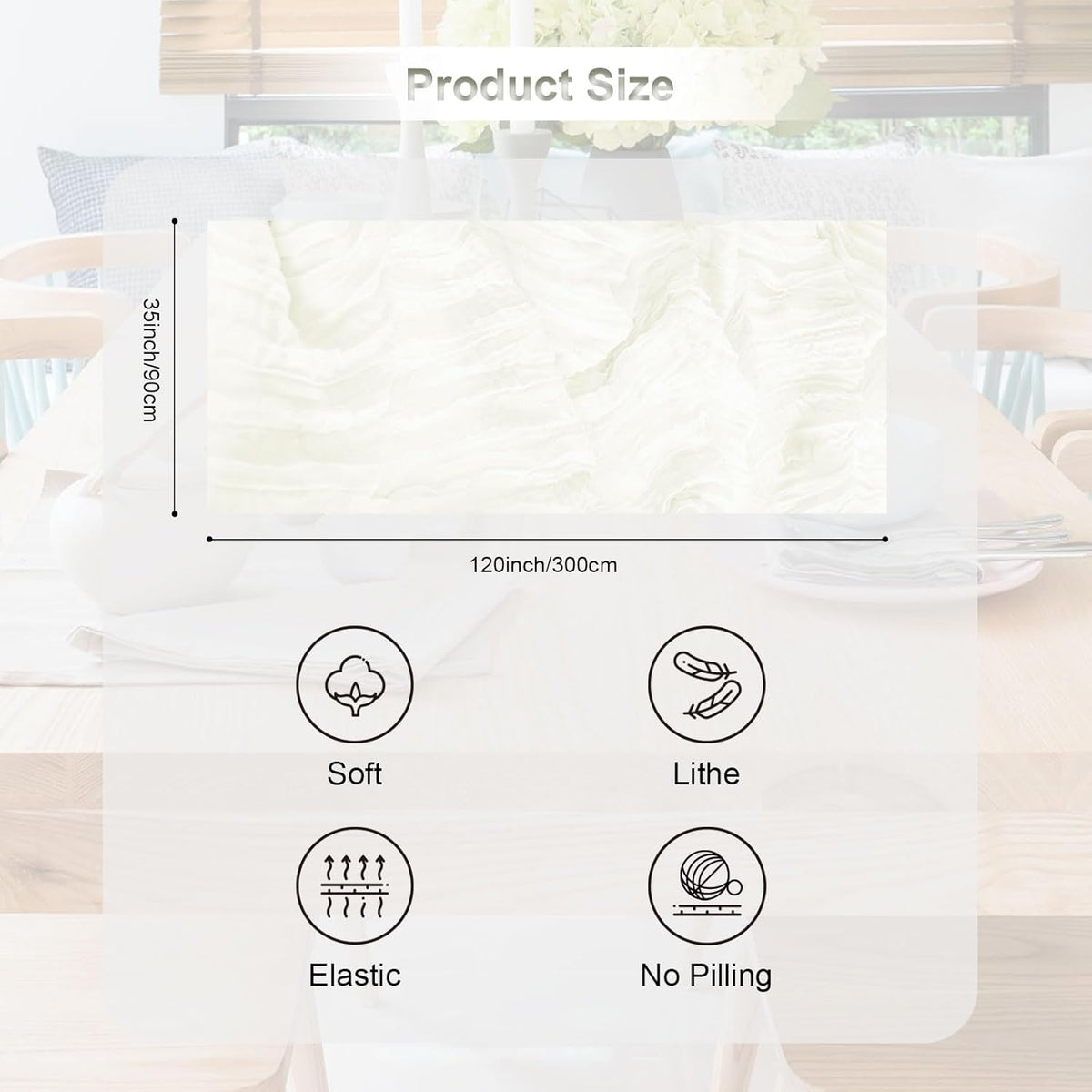10 Pack White Cheesecloth Table Runner 35x120 Inch 10Ft Rustic Gauze Cheese Cloth Thanksgiving Table Runner Sheer Cheesecloth Table Runners for Wedding Party Bridal Shower Decoration