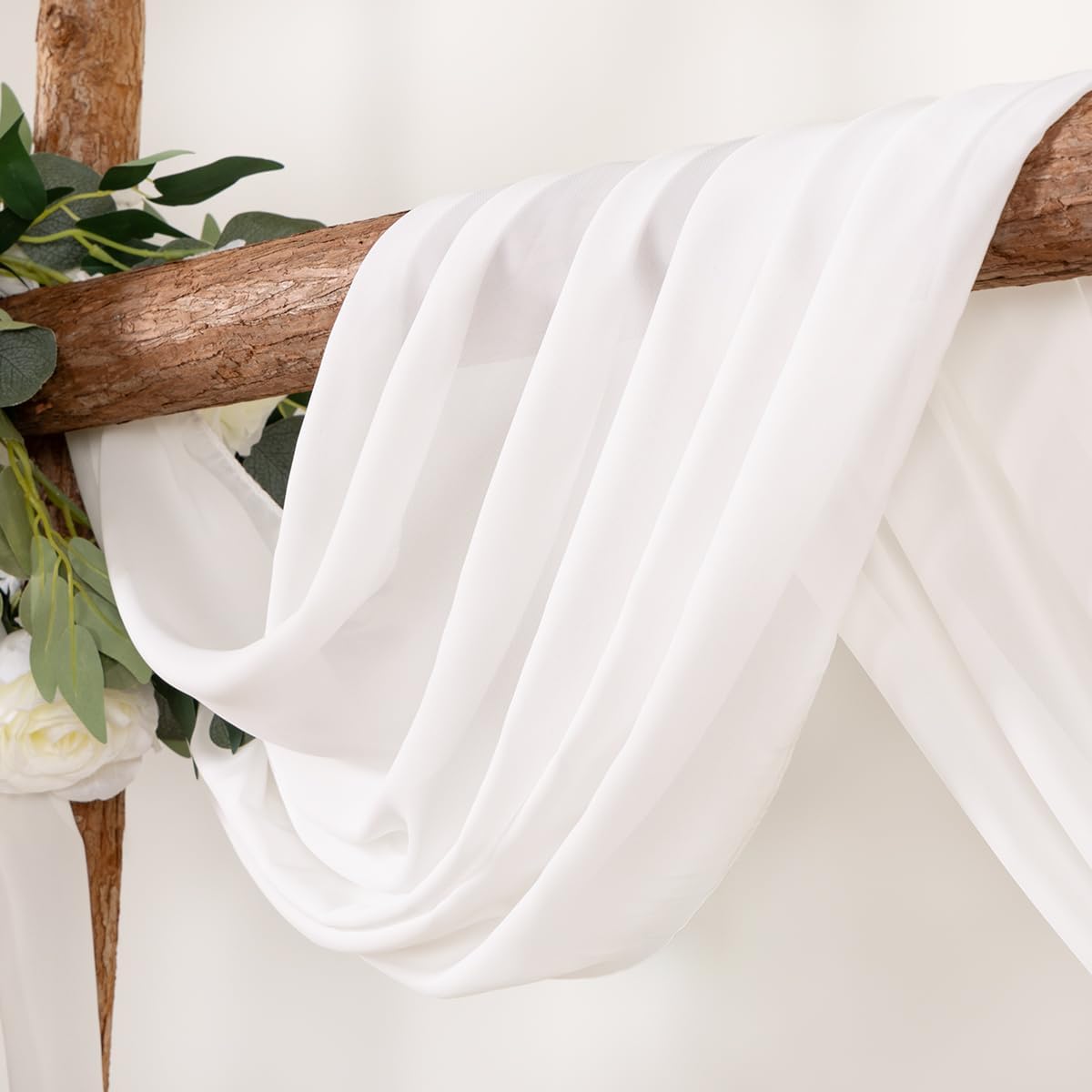 Ivory Wedding Arch Draping Fabric 1 Panel 30'' x 18FT Sheer Chiffon Arch Drapery for Photo Booth Bridal Shower Baby Shower Church Decor Newborn Photography Christening Outdoor Party