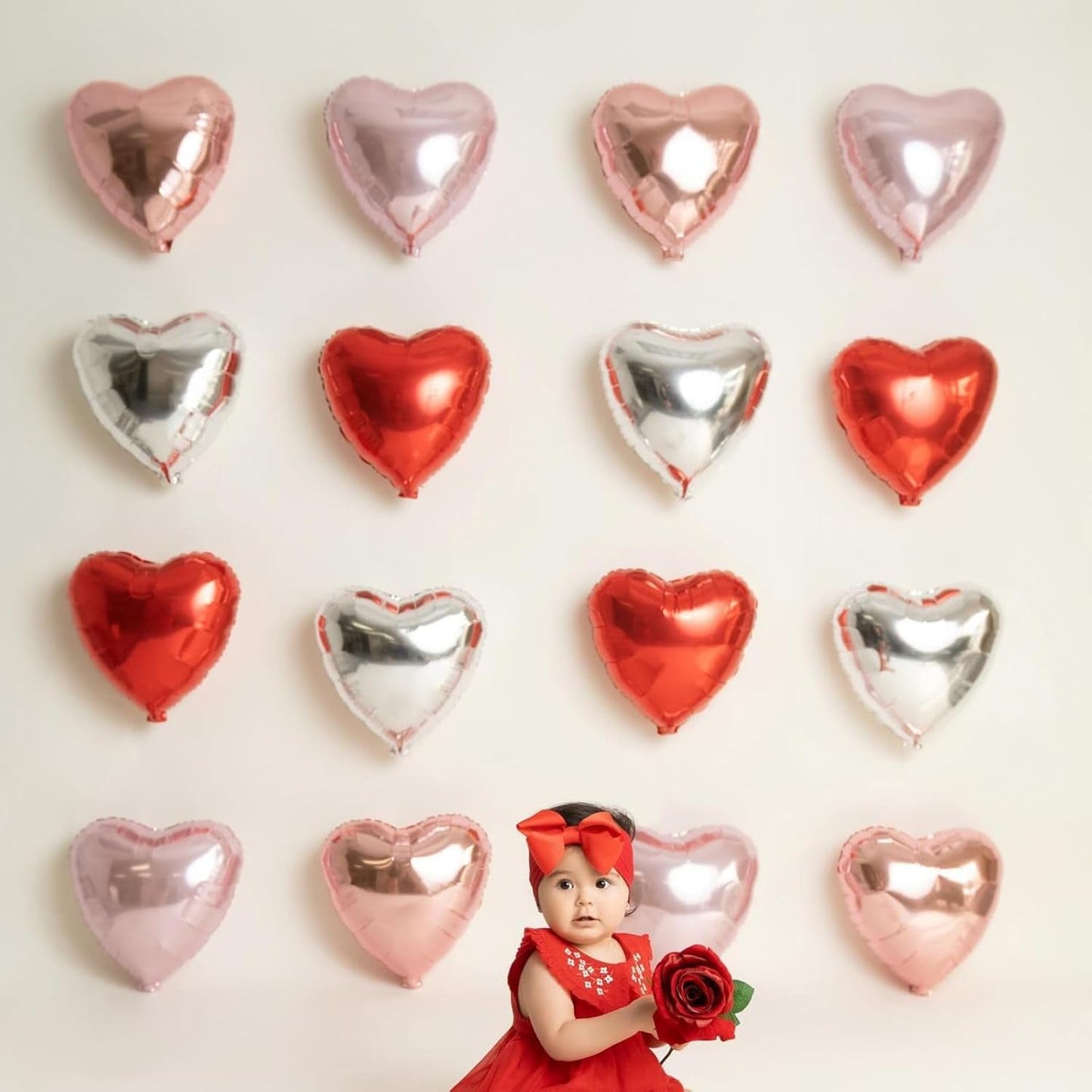 12 Pcs Heart Balloons, 18 inch Red Heart Shaped Balloons, Big Foil Helium Balloon, Love Foil Balloon for Wedding Baby Shower Anniversary Backdrop Valentine Party Decorations