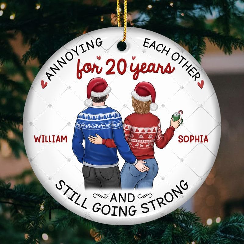 Pawfect House Congratulations to My Man Personalized Ceramic Christmas Ornaments, Christmas Anniversary Wedding Gifts for Couples, Husband, Wife, Xmas Decorations, Hanging Decor, Housewarming Gifts