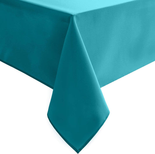 Hiasan Rectangle Tablecloth - Water Resistant and Spillproof Kitchen Washable Polyester Fabric Table Cloth for 6 Foot Tables, 70 x 120 Inch, Turquoise