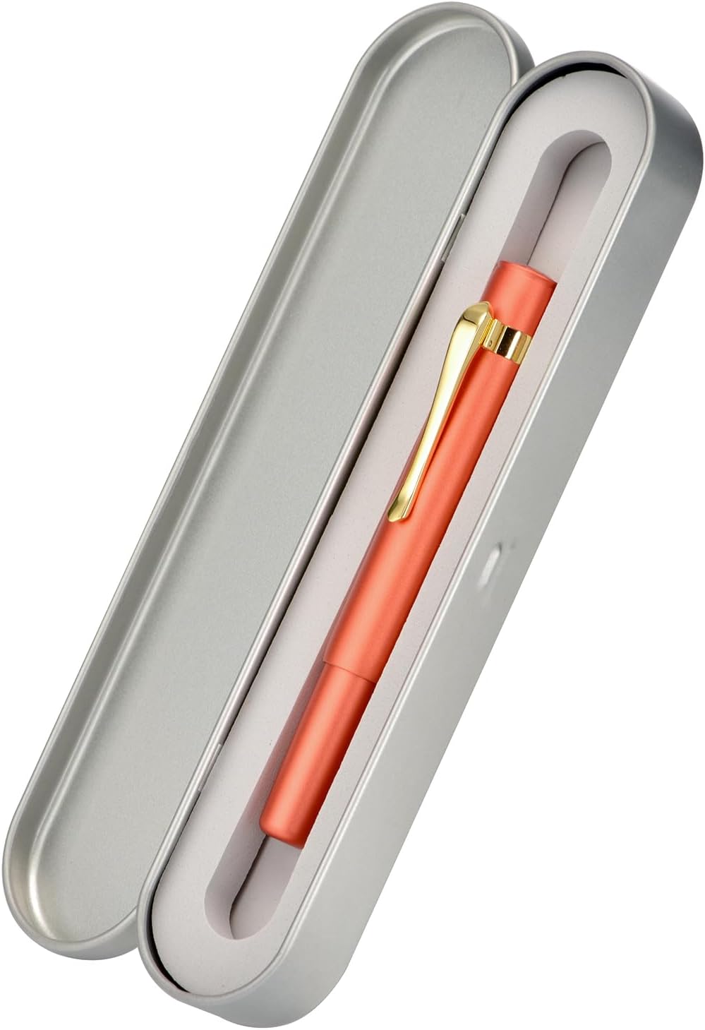 Hongdian M2 Black Forest Mini Fountain Pen, Medium Soft Golden Nib & Sleek Shape Aluminium Short Pocket Travel Pen (Orange Red)