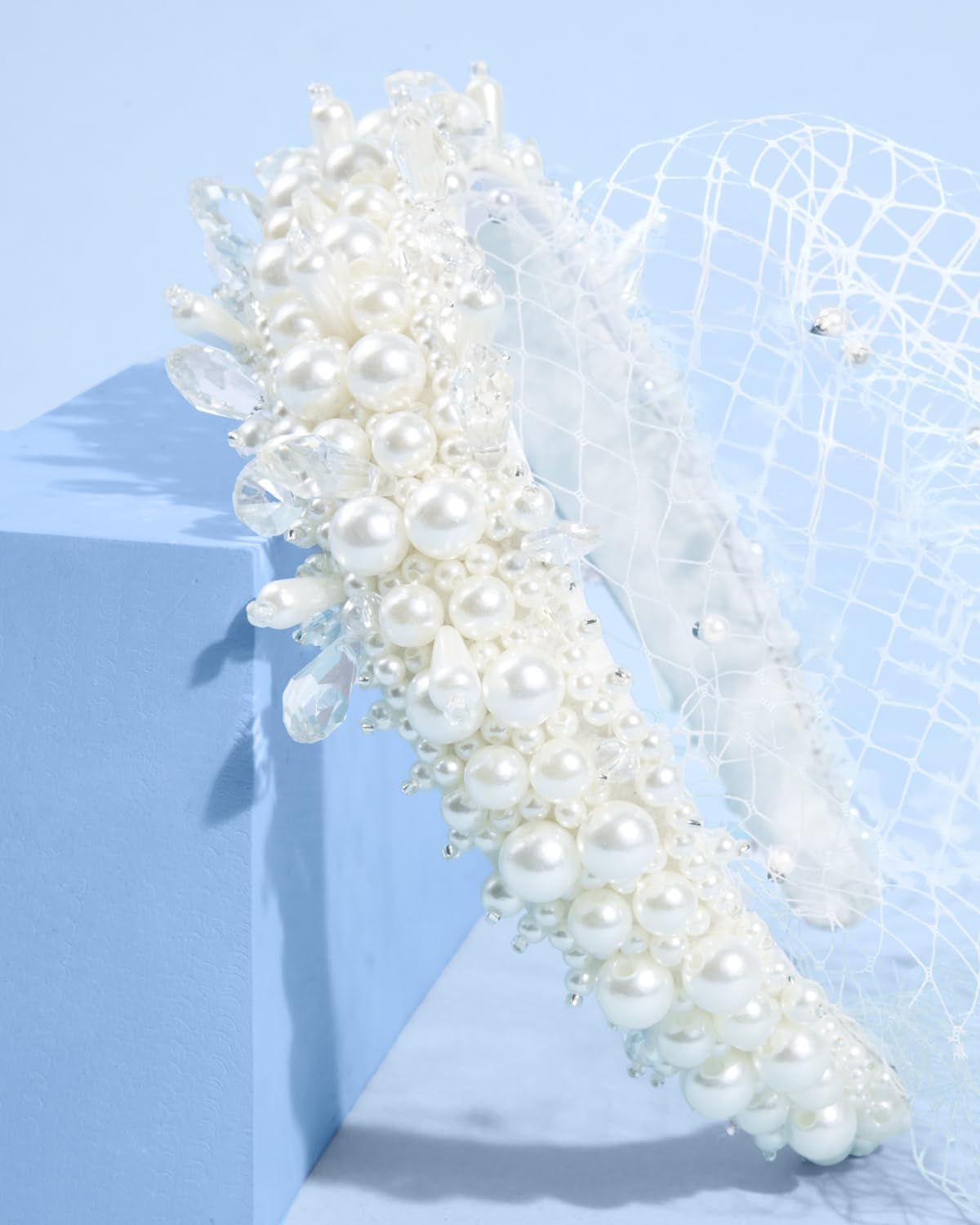 xo, Fetti Pearl Beaded Bridal Headband + Birdcage Veil | Bachelorette Party Hairpiece, Bridal Shower Accessory, Crystal Bridesmaid Gift, Wedding Headband, Engagement Accessory