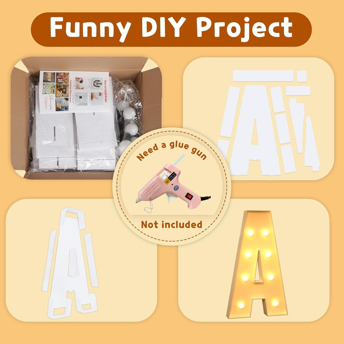 imprsv Marquee Light Up Letters, 3FT Mosaic Letters with Light for Baby Shower Graduation Party Decor, Large F for Engagement Wedding Party Decorations (Need to Assemble)