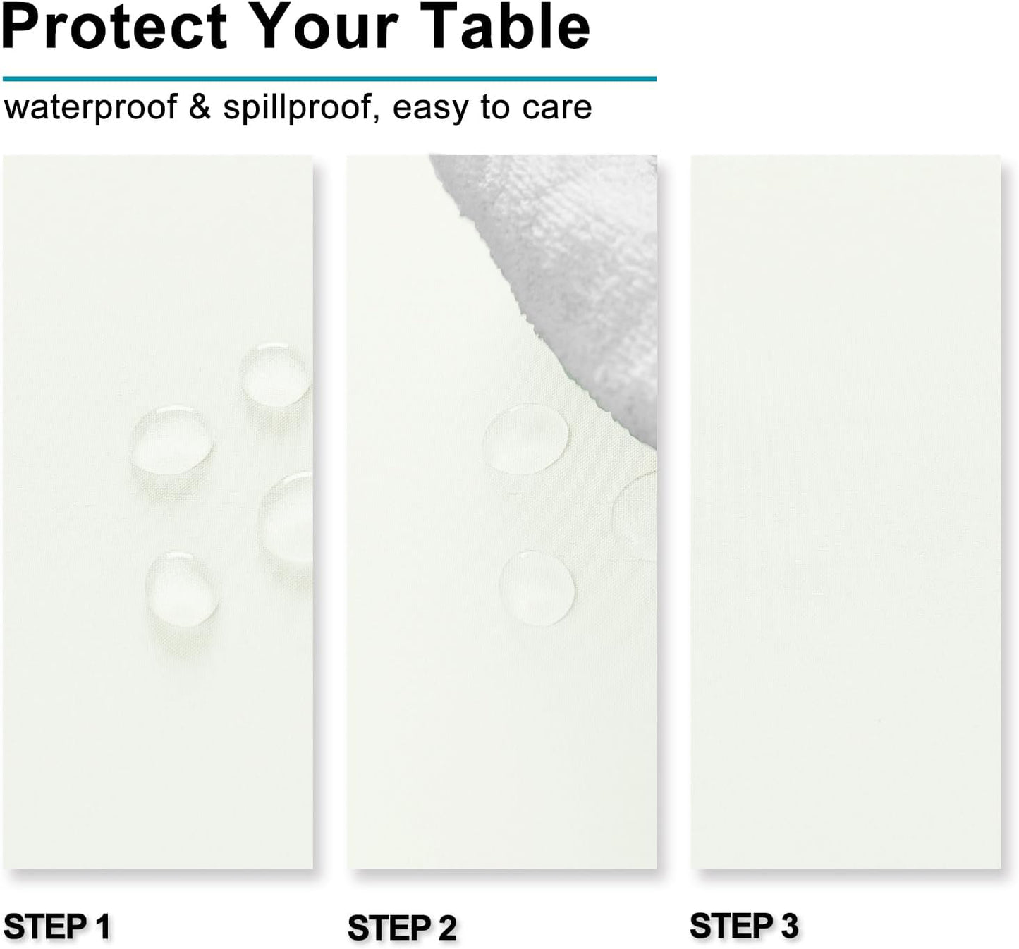 Hiasan Ivory Tablecloth for Rectangle Tables - Waterproof and Spillproof Washable Fabric Table Cloth for Dining Room Kitchen, 54 x 80 Inch