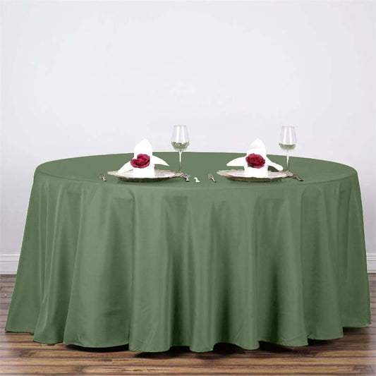 Efavormart Round Tablecloth, 120 Inch Stain & Wrinkle Resistant Washable Table Cloth, Decorative Polyester Fabric Table Cover for Banquet, Wedding, Dining - Willow