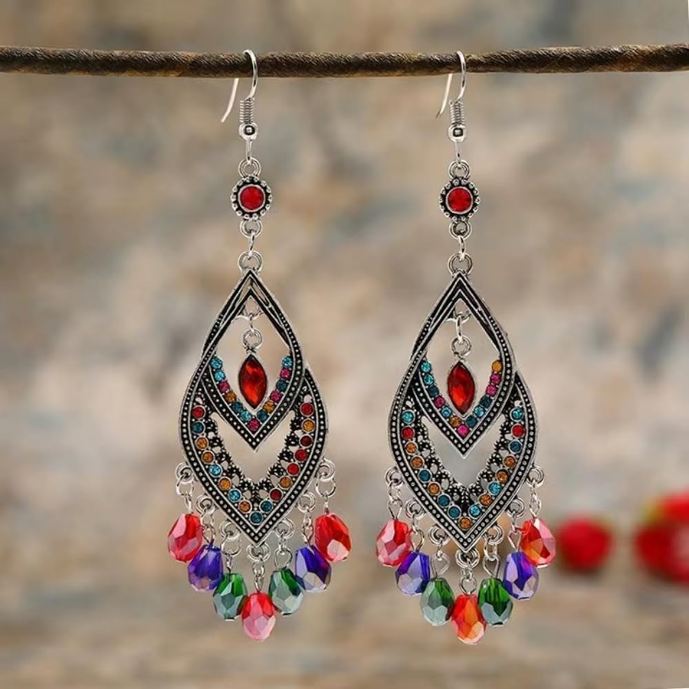 50pcs 10x15mm Teardrop Crystal Glass Beads Vertical Hole Faceted Glass Teardrop Spacer Beads for Bracelets Necklace Earring DIY Jewelry Making Craft(Red)