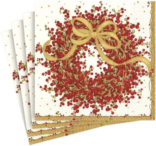 Caspari Pepperberry Paper Cocktail Napkins - Two Packs of 20