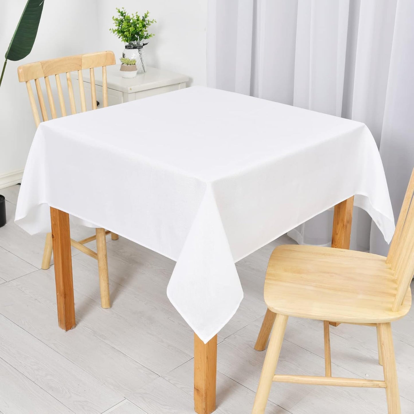 Hiasan Faux Linen Rectangle Tablecloth - Wrinkle and Stain Resistant Washable Table Cloth for Kitchen Dining Room Holiday Table Cover for Party Dinner, White, 60 x 120 Inch