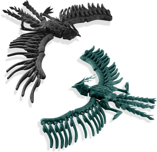 TwistedForge Articulated Forest Phoenix Figurines – 2‑Pack Mythical Creatures Made in USA from Recycled PETG – Poseable Collectible Fantasy Bird Models & Fidget Display Toys for Enthusiasts