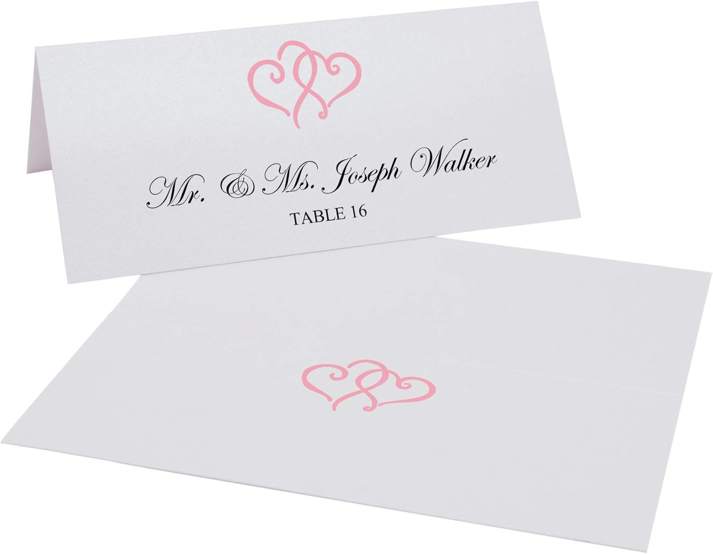 Linked Hearts Printable Place Cards, Pink (Choose Color), Set of 150 (25 Sheets), Laser & Inkjet Printers - Wedding, Party, Dinner, and Special Events - Made in the USA
