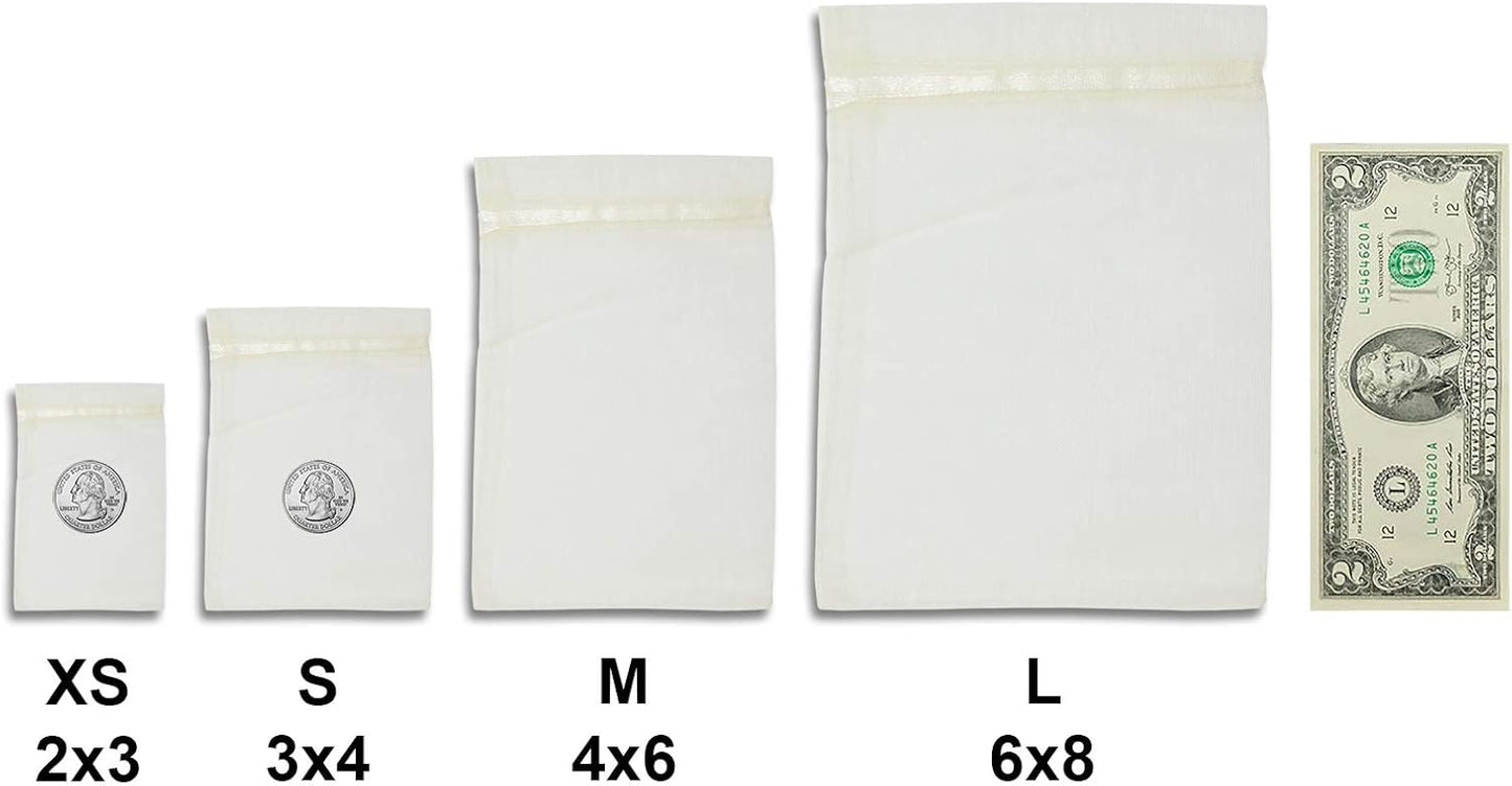 TheDisplayGuys 100-Pack 4x6 Cream/Beige Sheer Organza Gift Bags with Drawstring, Jewelry Candy Treat Wedding Party Favors Mesh Pouch