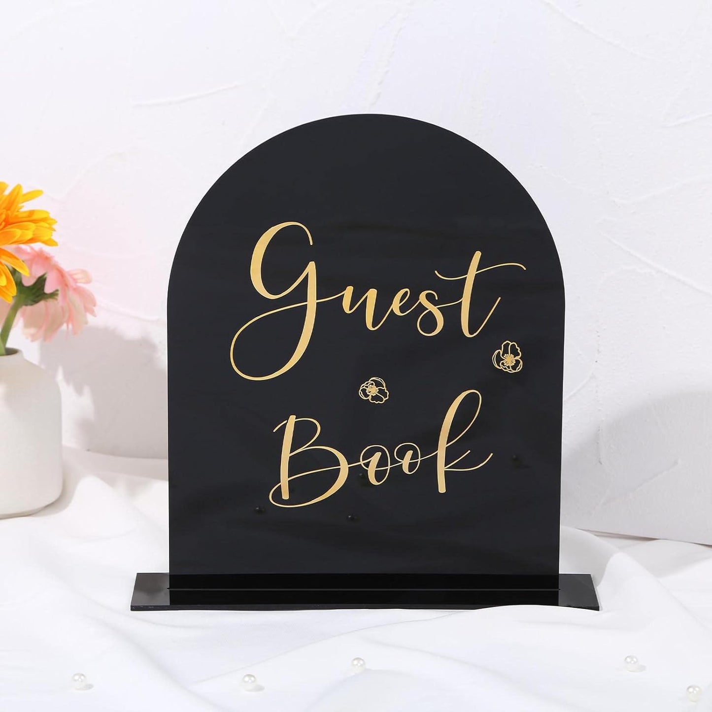 UNIQOOO 10 Set Black Acrylic Arch Table Sign With Holders, 8x10 in Wedding Table Numbers, 1/8 in Thick, DIY Blank Arched Acrylic Sign for Wedding reception, Centerpiece, Decoration, Event