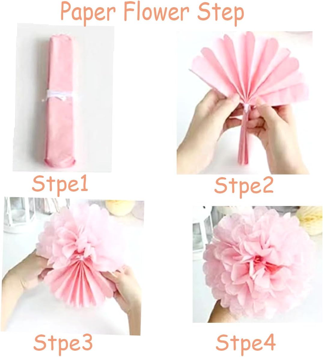 Yangeey 12pcs 10in 12in Orange Paper Pom Poms Tissue Paper Flower Hanging Paper Flower Balls Wedding Party Flower Decorations DIY Art Craft Blooms for Birthday Baby shower nursery decor