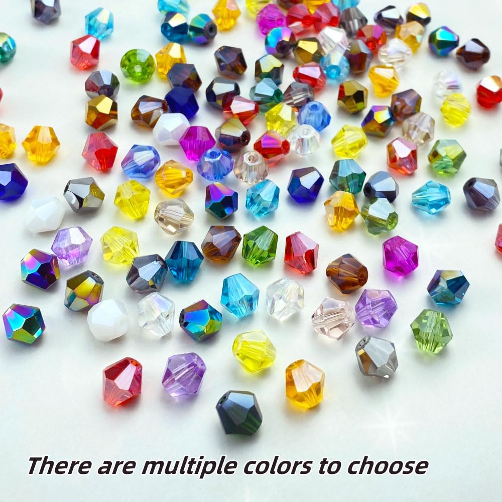 100pcs 8mm Bicone Crystal Glass Beads Loose Spacer Beads Faceted Craft Beads for Jewelry Making DIY Necklace Bracelet Earring Wind Chimes Suncatchers Ornamen(Ceramic White AB)