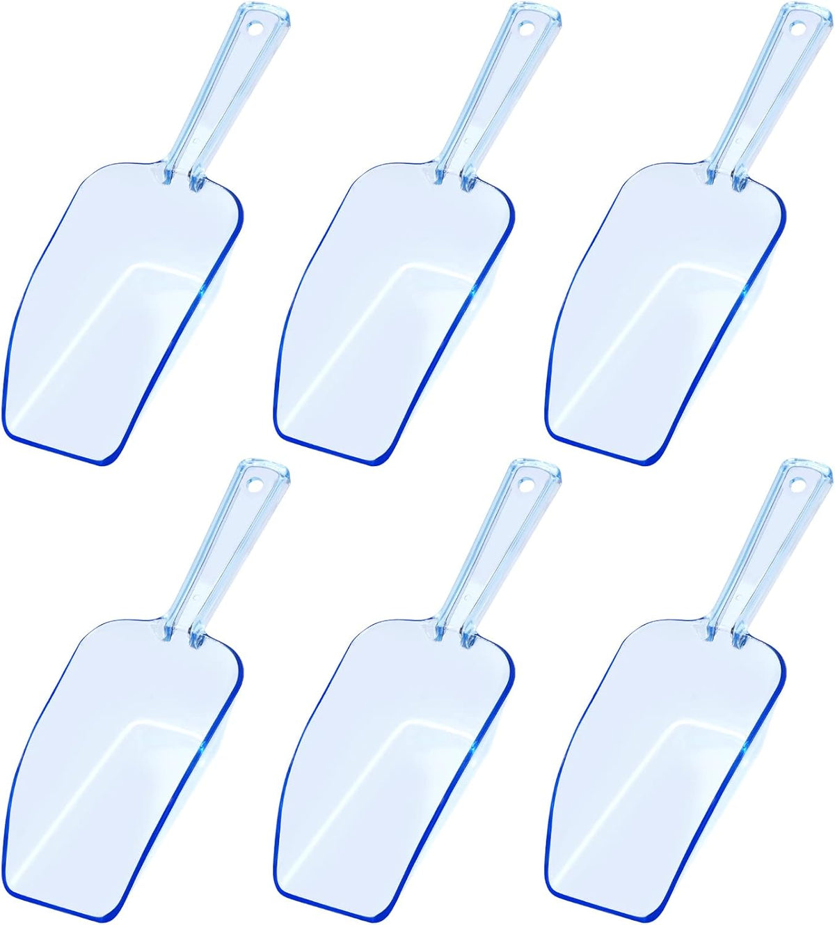 Ice Scoop Candy Buffet Containers Scoopers, Hmxpls Blue Plastic Scoop for Popcorn Cookie Candy Buckets, Podpocket Acrylic Large Scoops for Parties Wedding Bar Jars Freezer Dry Goods （6 Pack 7.5 In ）