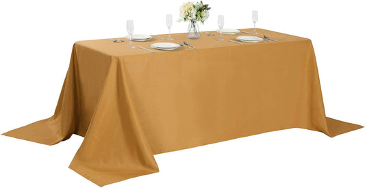 Rectangle Tablecloth 90x156 inch Washable Polyester Fabric Table Cloth for Wedding Party Dining Banquet Decoration（90x156, Gold）