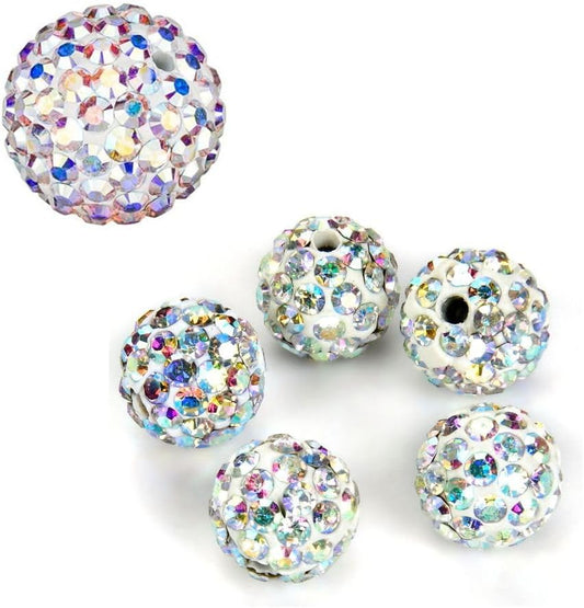 100pcs Adabele Grade A Suncatcher Crystal Rhinestone Pave Loose Beads 6mm Clear AB Polymer Clay Disco Ball Spacers Compatible with Shamballa All Craft Jewelry Making DB6-2