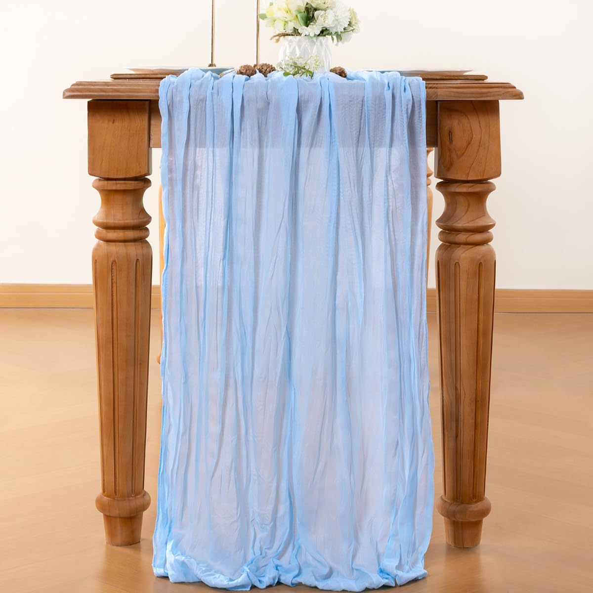 Light Blue Table Runner Cheesecloth Table Runners 10 Pack 10FT Baby Shower Decoration 120 Inches Fall Table Decor Dining Room Centerpiece Wedding Boho Baby Shower Birthday